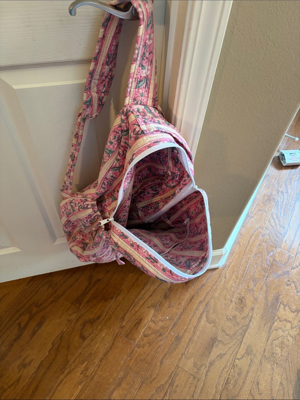 Pink Patterned Women's Backpack with Floral Print
